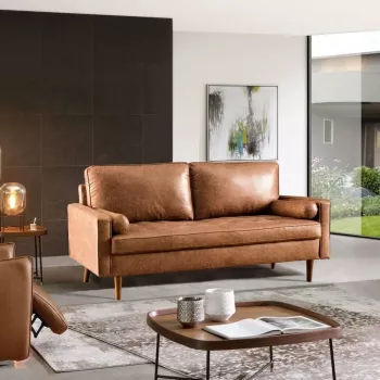 70-Inch Tufted Suede Leather Sofa for Small Spaces