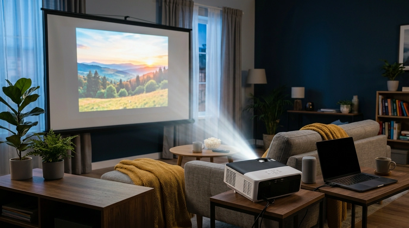 1080p LCD Projector + 120-Inch Screen: Easy Setup