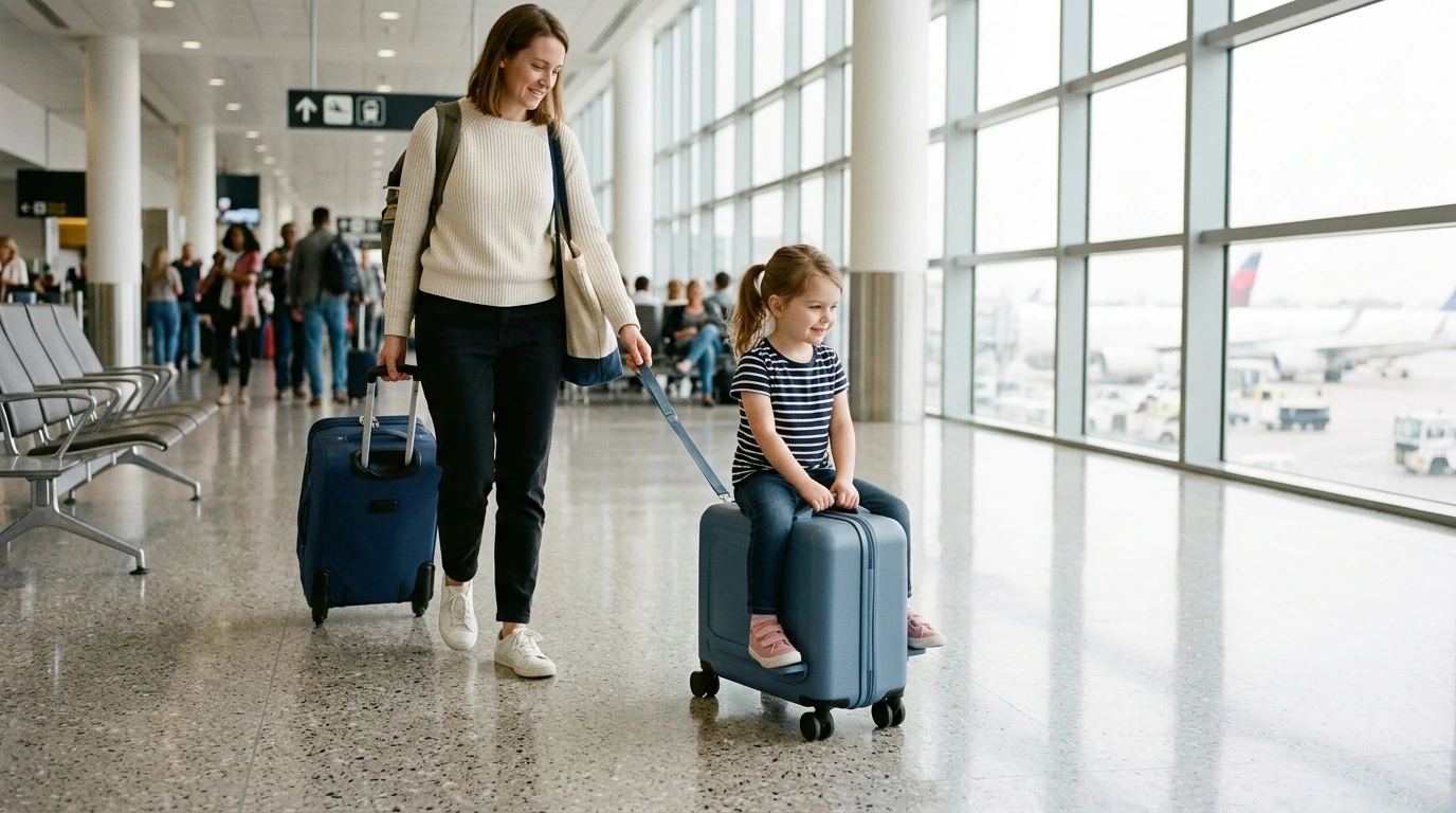 18-Inch Kids Ride-On Suitcase with Wheels for Easy Trips