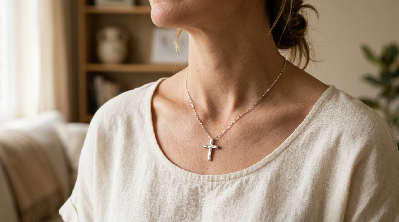 925 Sterling Silver Cross Pendant with Moissanite Sparkle
