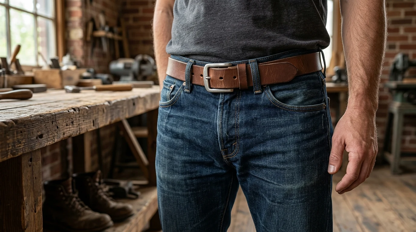 Everyday 1.5" Leather Jeans Belt with Steel Buckle