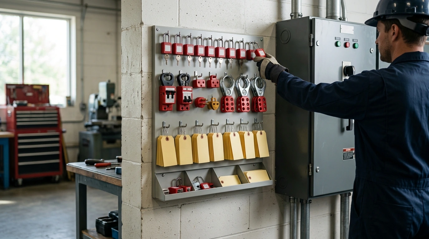 58-Piece Electrical LOTO Kit: Padlocks & Station Setup