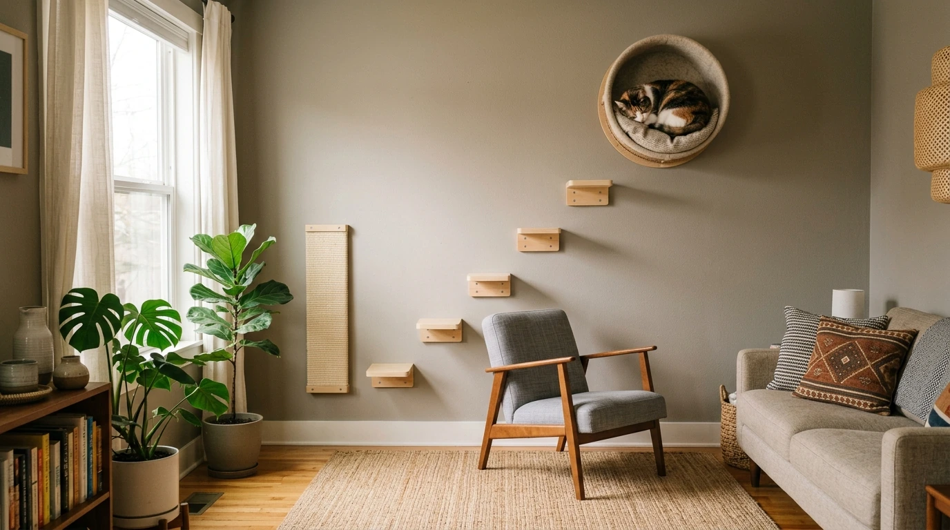 Build a Wall Cat Nest & Climbing Route with Scratcher
