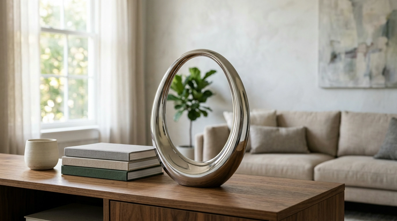 Electroplated Abstract Sculpture for Modern Home Styling