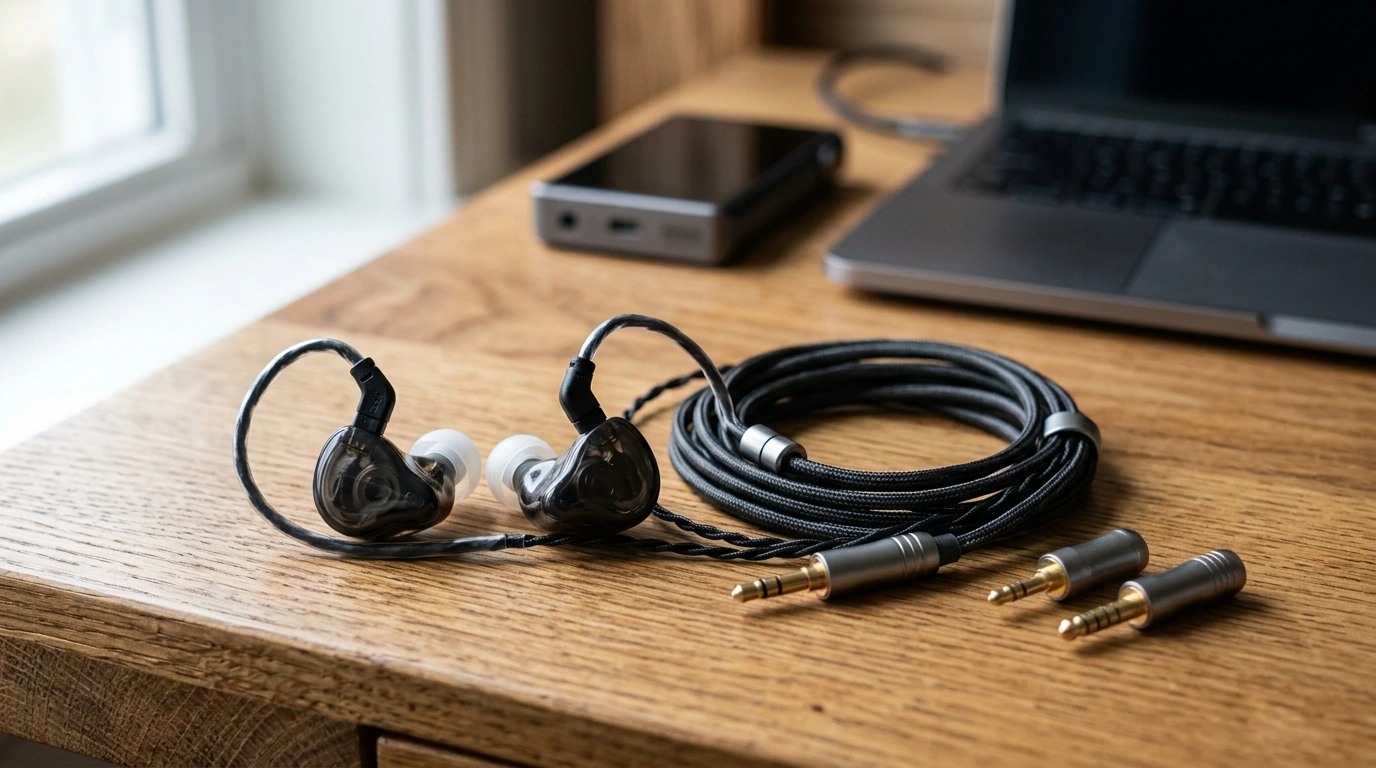 Hybrid HiFi IEMs: Detachable Cable & Multi-Plug Audio