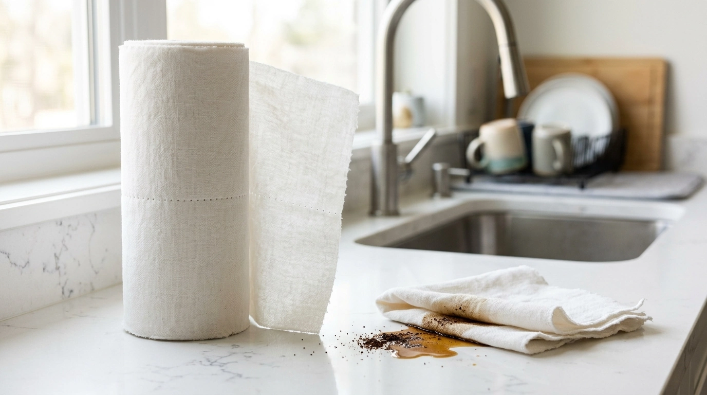 Reusable Kitchen Wipes Roll: 20 Washable Tear-Off Sheets