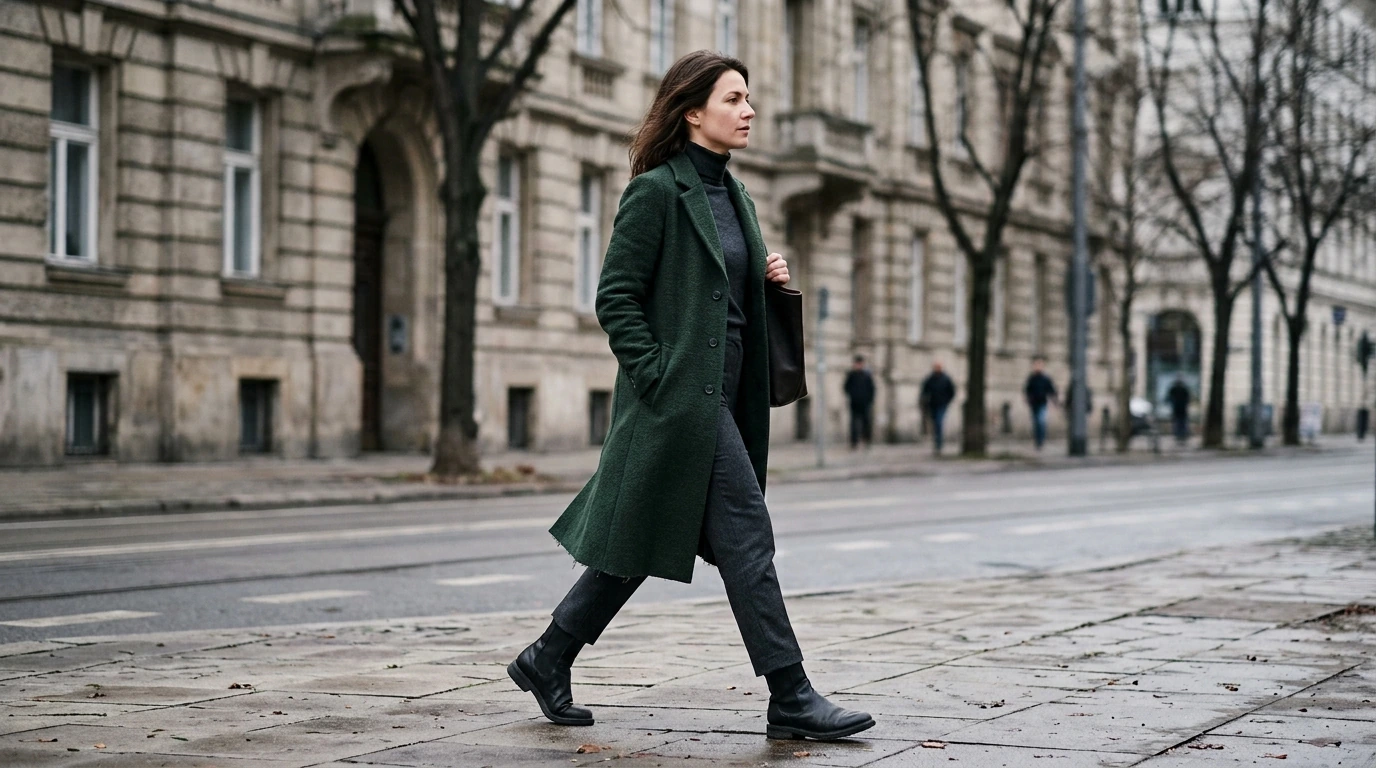 Straight 100% Wool Coat with Irregular Hem (Women)