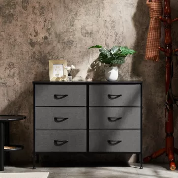 6-Drawer Nightstand with Wood Top: Tidy Any Room