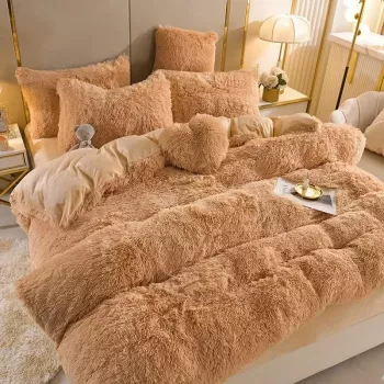Double-Sided Plush Fleece Duvet Cover Set for Winter