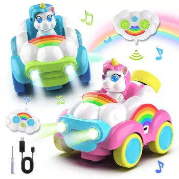2-Piece Unicorn RC Car Set for Kids: Share & Race